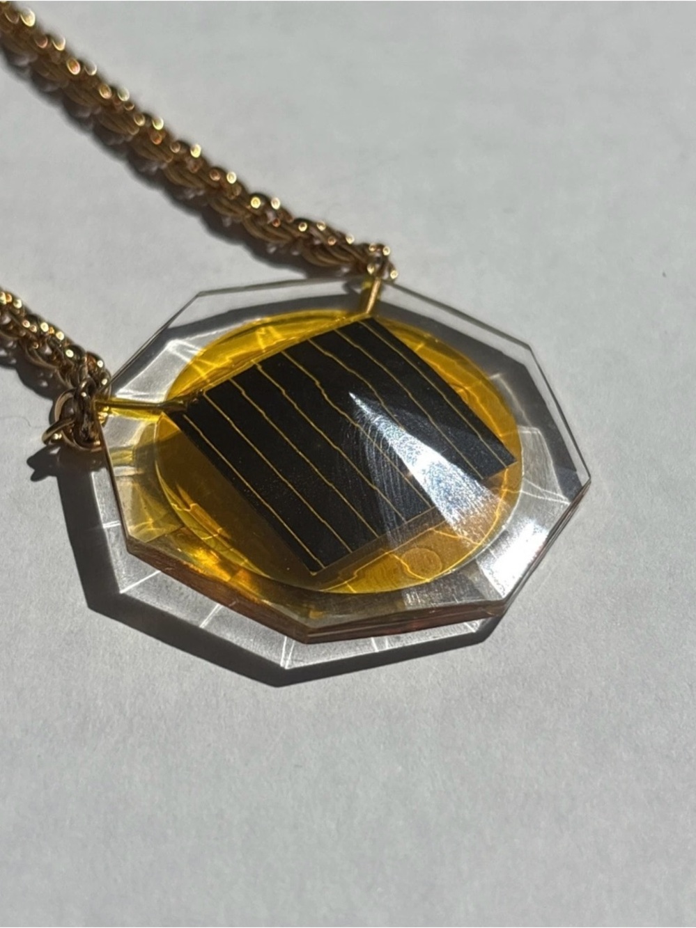 Vintage 1979 Solar Energizer Necklace Solar Cell Power Pendant Wicca Charm